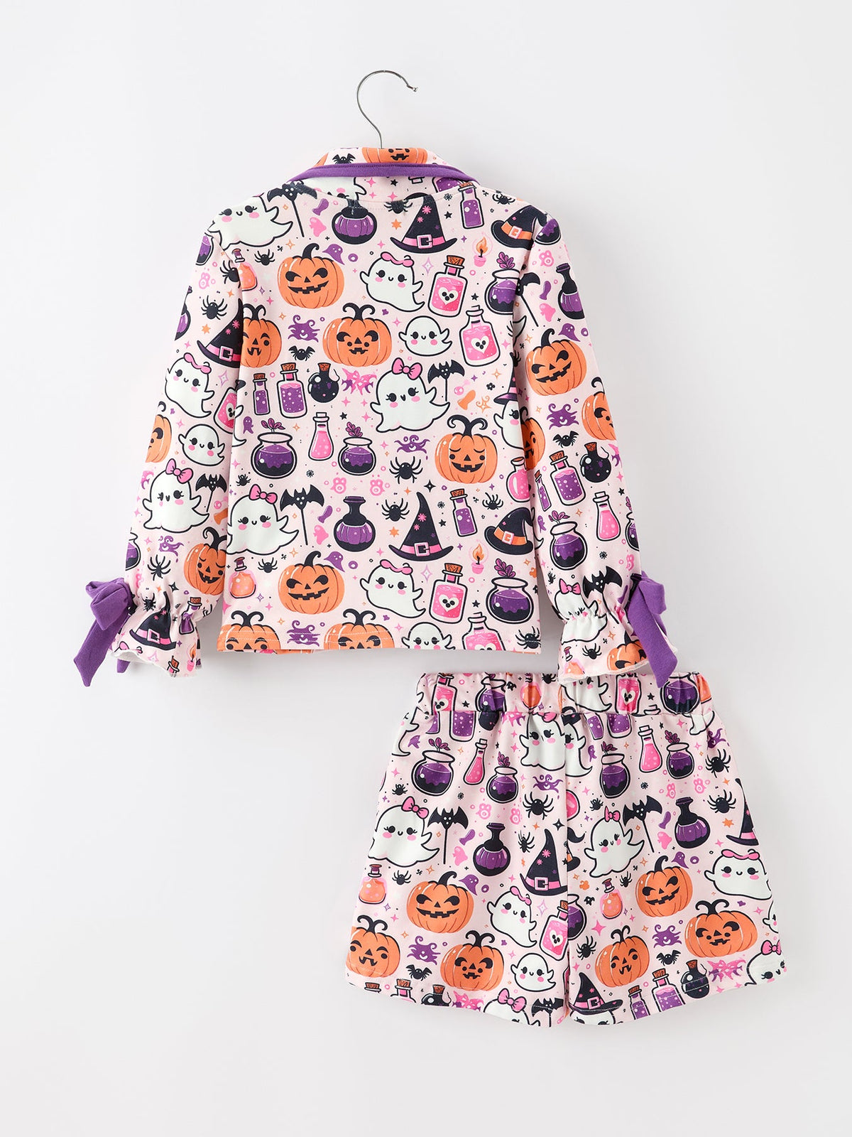 Rylee Faith Designs - Halloween Pumpkin Ghost Print Girls Pajama Set - alternate view 2