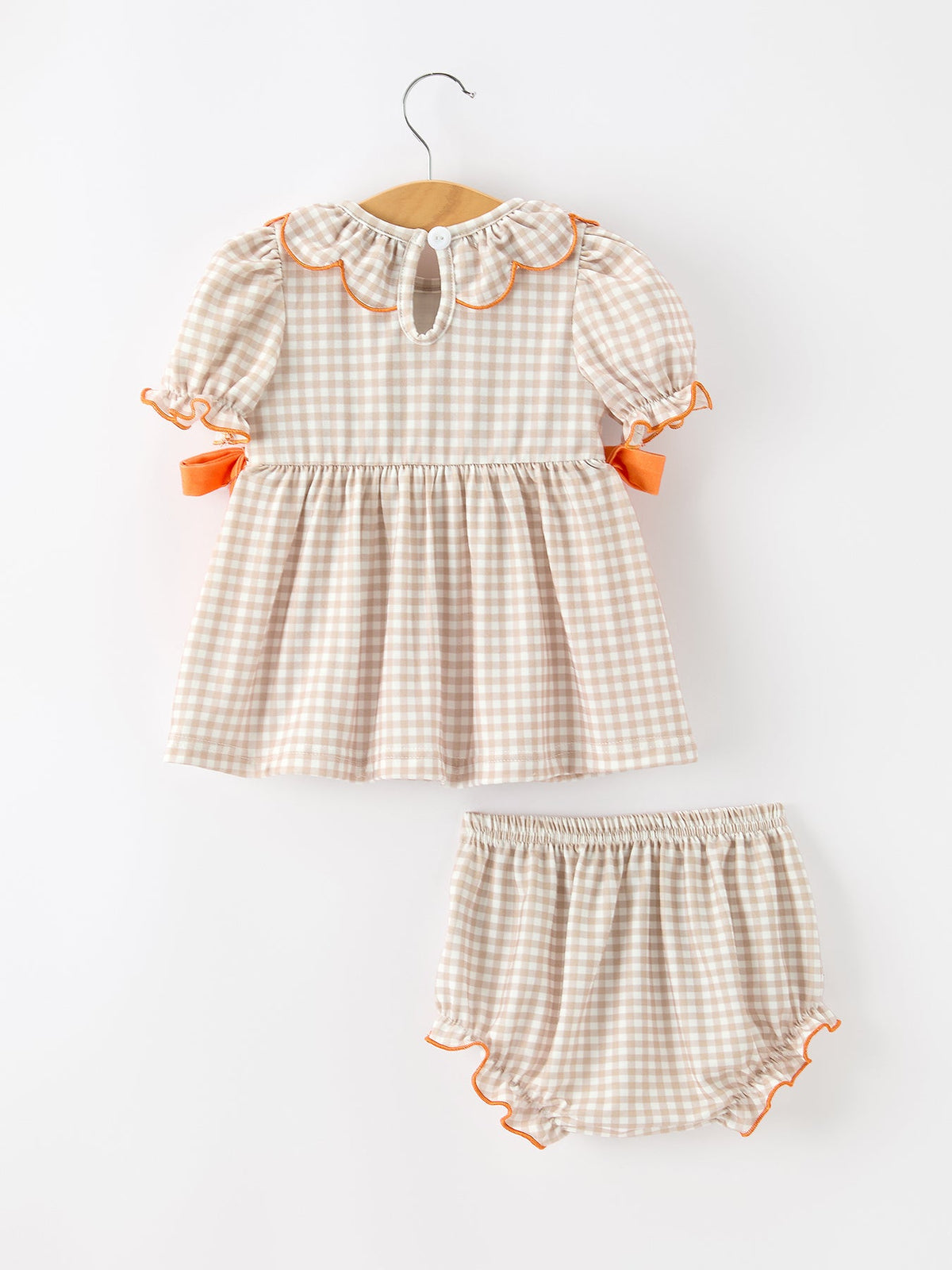 Rylee Faith Designs - Thanksgiving Smocked Girls Dress Bloomer Set Turkey Embroidery - alternate view 8
