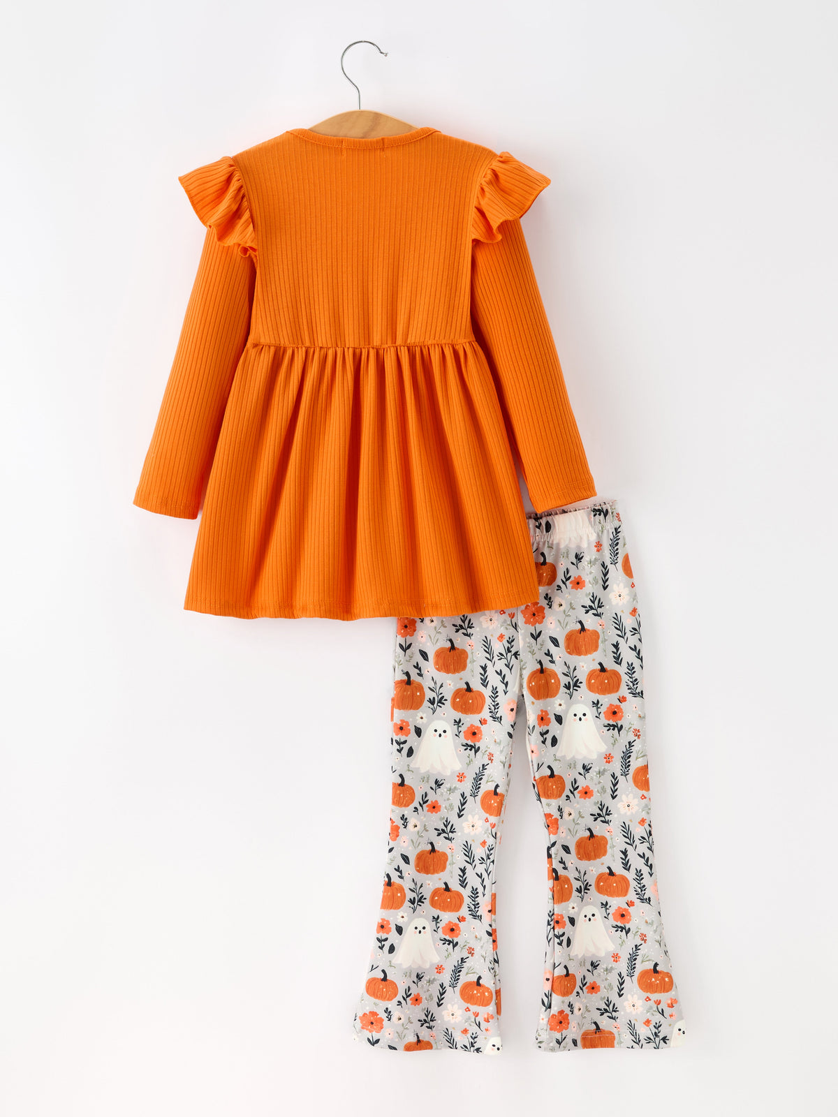 Rylee Faith Designs - Fall Halloween Pumpkin Ghost Print Girls Long Sleeve Set - alternate view 2