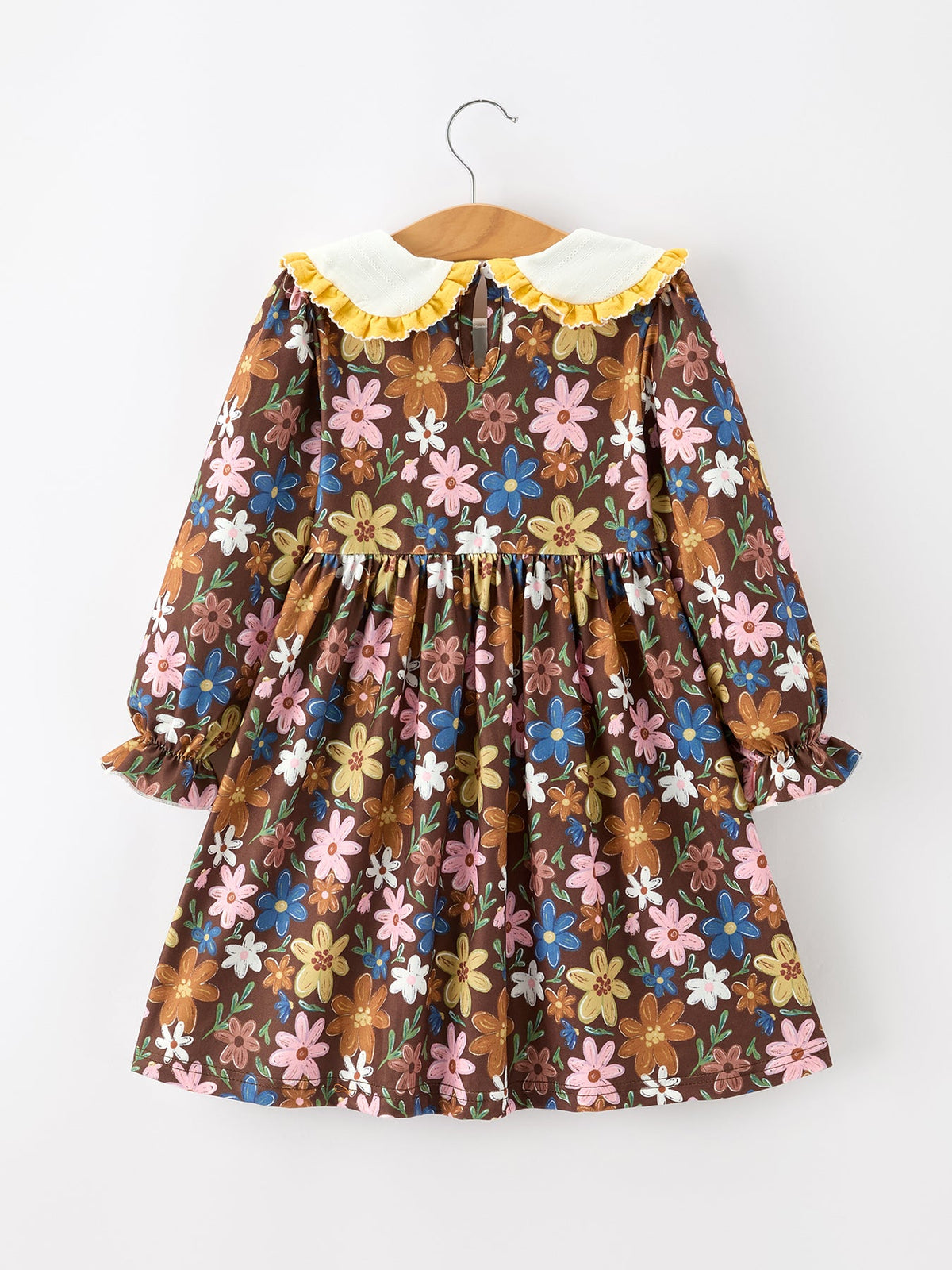 Rylee Faith Designs - Fall Retro Girls Floral Peter Pan Collar Twirl Dress - alternate view 2