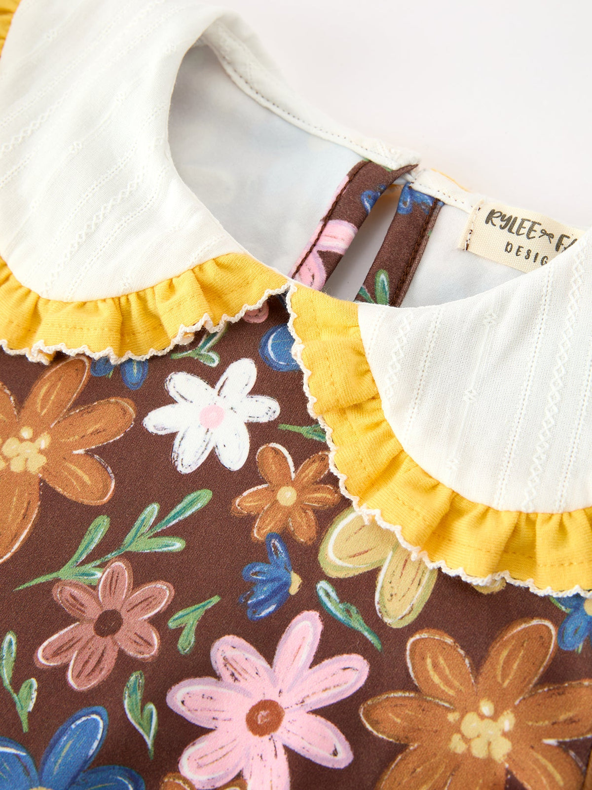 Rylee Faith Designs - Fall Retro Girls Floral Peter Pan Collar Twirl Dress - alternate view 3