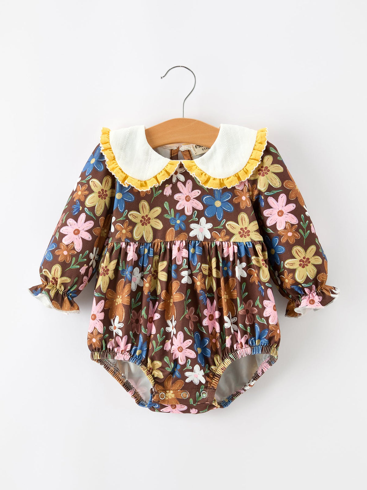 Rylee Faith Designs - Fall Retro Floral Baby Girls Bubble Romper