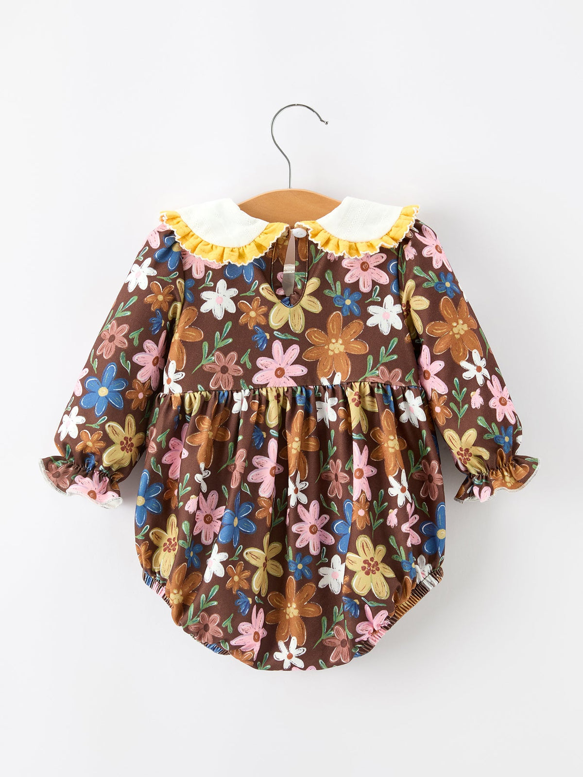 Rylee Faith Designs - Fall Retro Floral Baby Girls Bubble Romper - alternate view 2