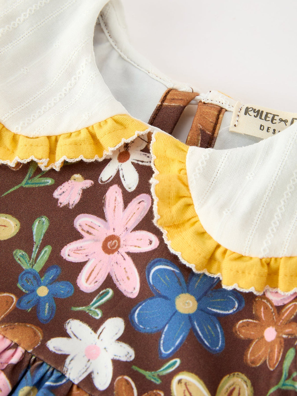 Rylee Faith Designs - Fall Retro Floral Baby Girls Bubble Romper - alternate view 3