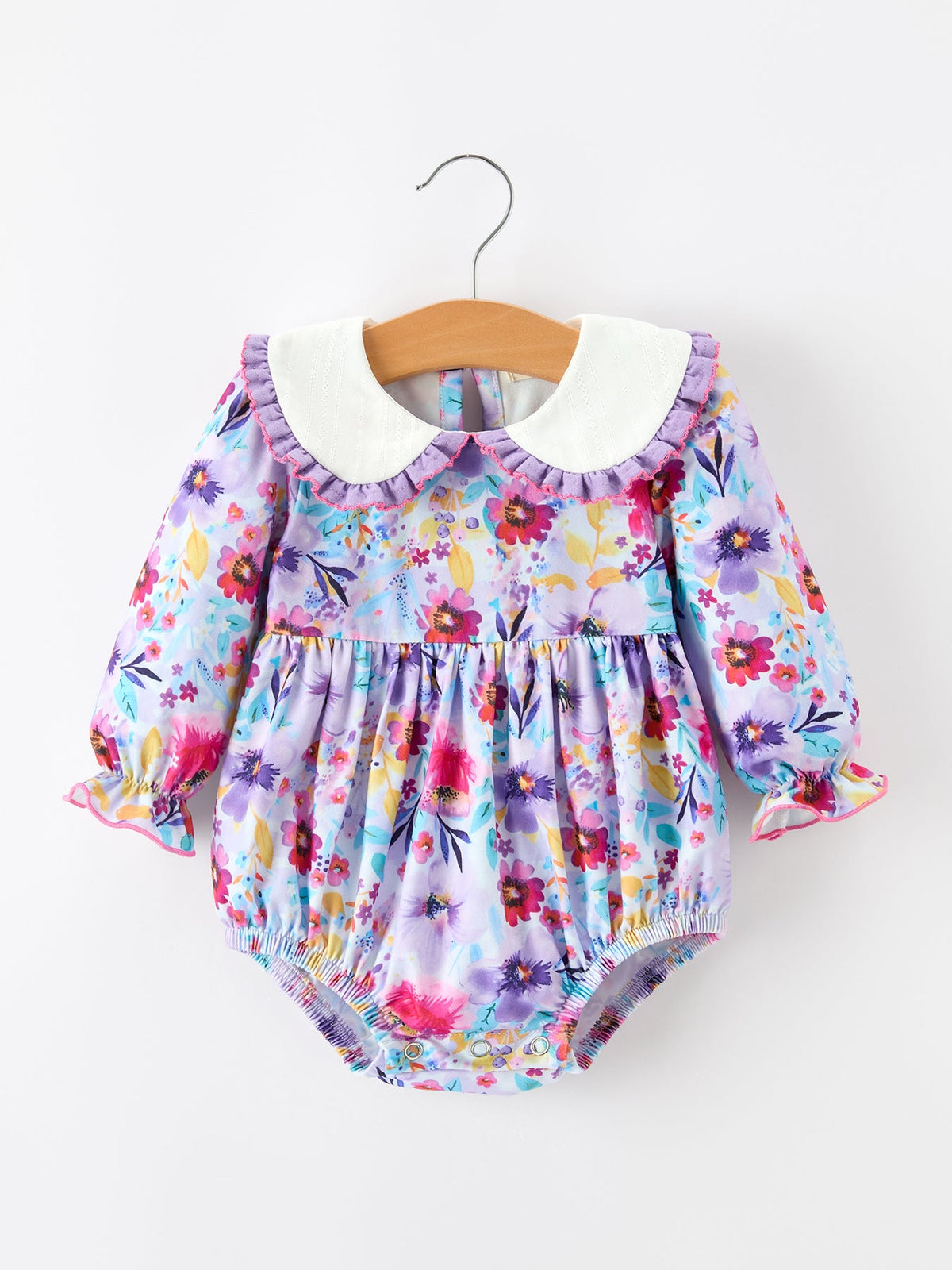 Rylee Faith Designs - Fall Purple Floral Baby Girls Bubble Romper