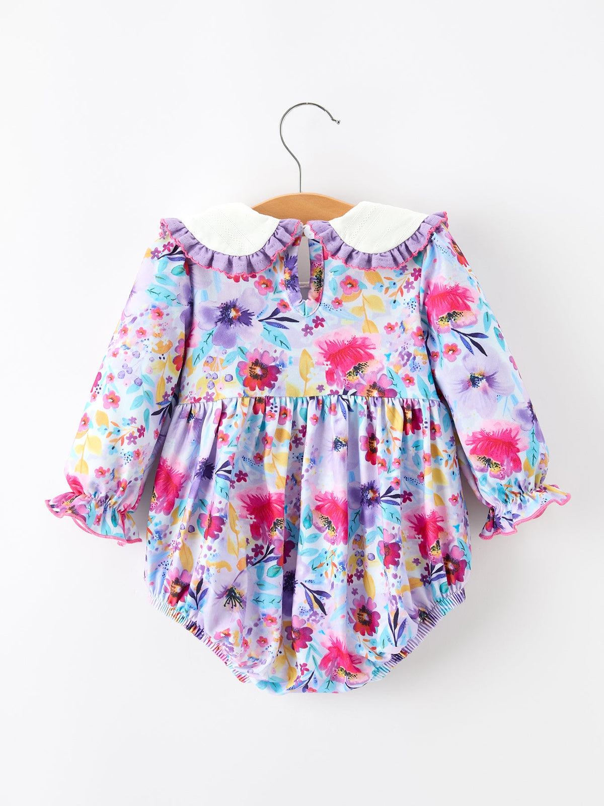 Rylee Faith Designs - Fall Purple Floral Baby Girls Bubble Romper - alternate view 2