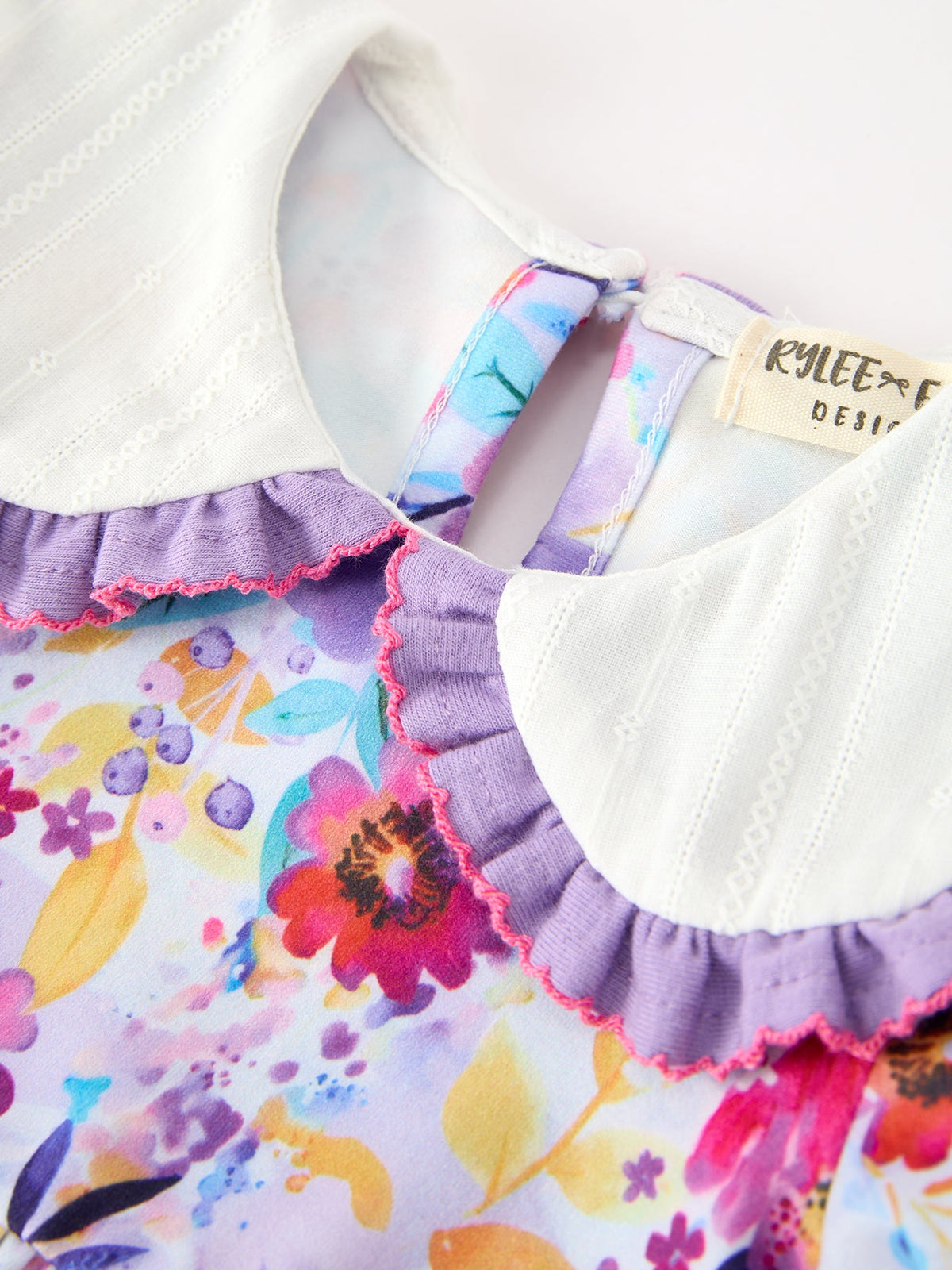 Rylee Faith Designs - Fall Purple Floral Baby Girls Bubble Romper - alternate view 3