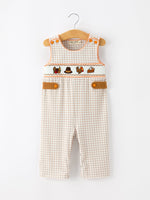 Rylee Faith Designs - Thanksgiving Boys Gingham Jon Jon Embroidered Romper - alternate view 3