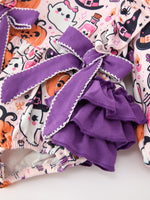 Rylee Faith Designs - Halloween Pumpkin Ghost Baby Girl Bubble Romper Ruffle Bow Detail - alternate view 3