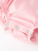 Rylee Faith Designs - Fall Pink Smocked Baby Girl Corduroy Bubble Romper Peter Pan Collar Floral Detail - alternate view 4