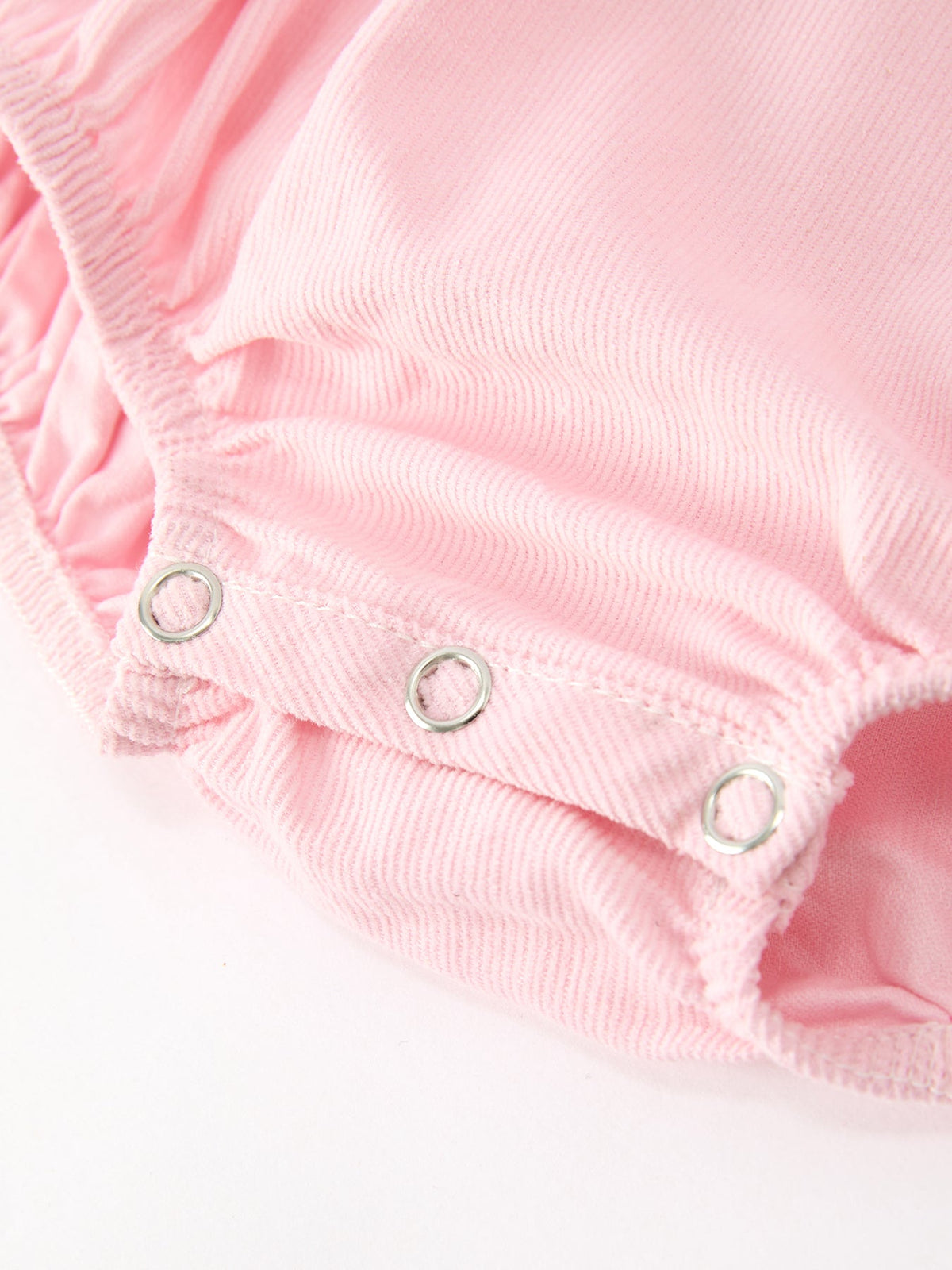 Rylee Faith Designs - Fall Pink Smocked Baby Girl Corduroy Bubble Romper Peter Pan Collar Floral Detail - alternate view 4