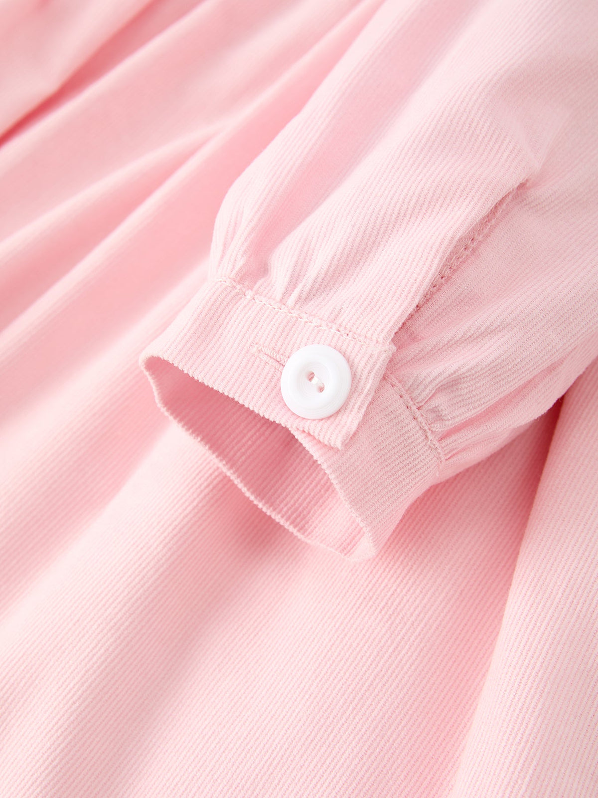 Rylee Faith Designs - Fall Pink Smocked Girls Corduroy Dress Peter Pan Collar Long Sleeve Floral Detail - alternate view 4