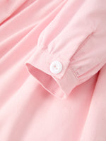 Rylee Faith Designs - Fall Pink Smocked Girls Corduroy Dress Peter Pan Collar Long Sleeve Floral Detail - alternate view 4
