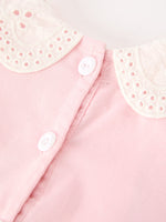 Rylee Faith Designs - Fall Pink Smocked Girls Corduroy Dress Peter Pan Collar Long Sleeve Floral Detail - alternate view 5