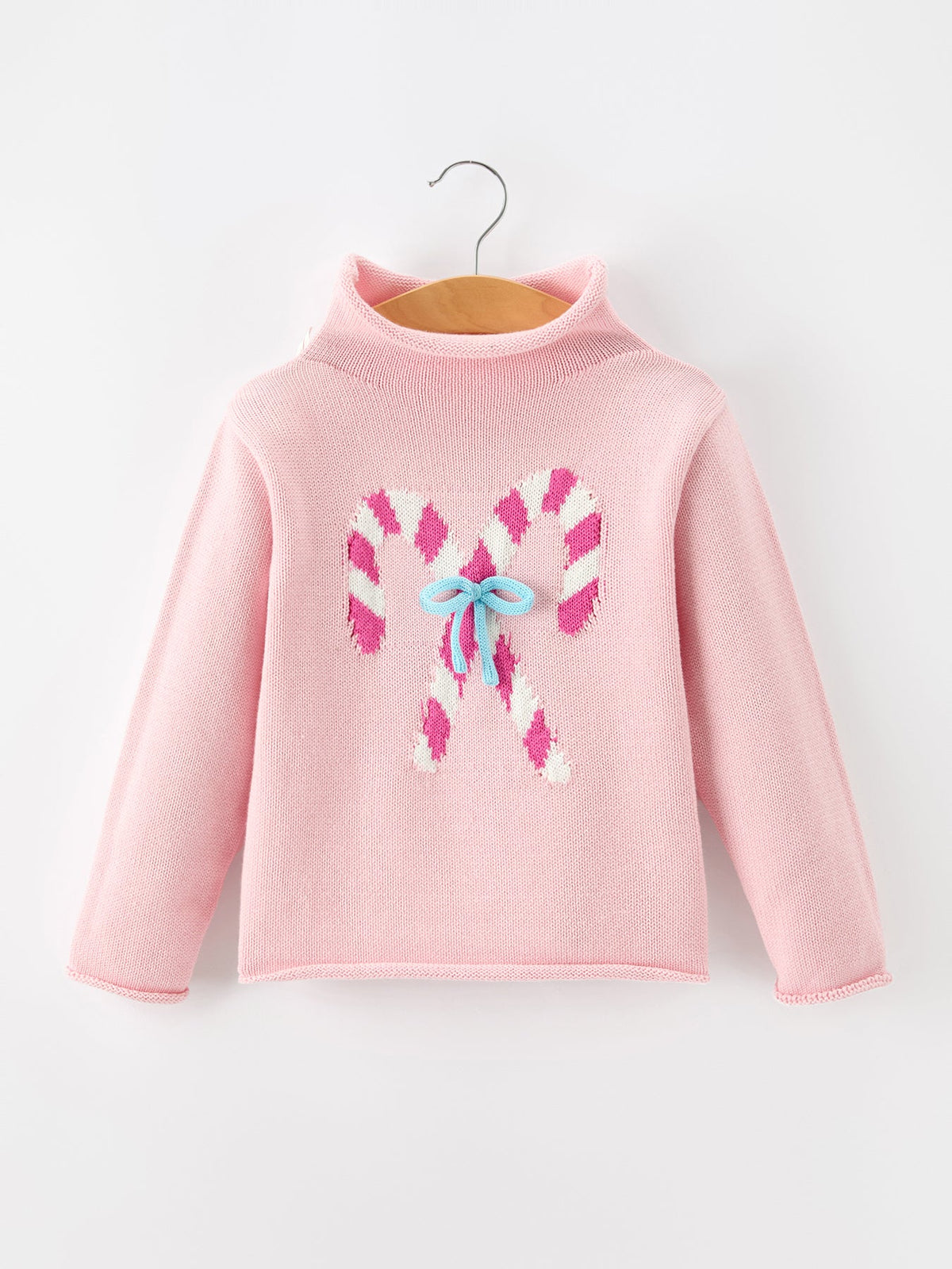 Rylee Faith Designs - Girls Christmas Candy Cane Bow Knit Sweater