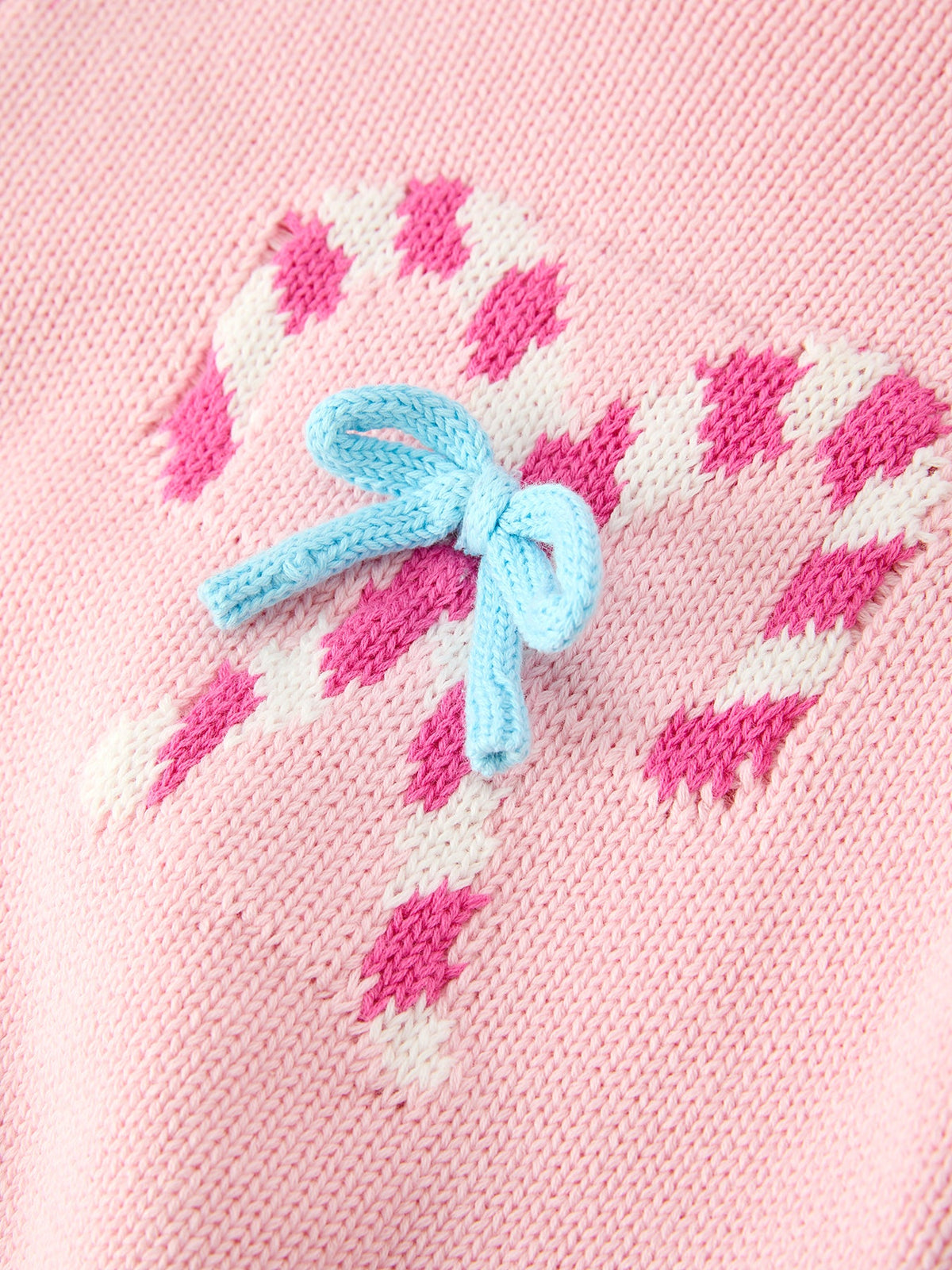 Rylee Faith Designs - Christmas Candy Cane Bow Knit Baby Girls Romper - alternate view 4