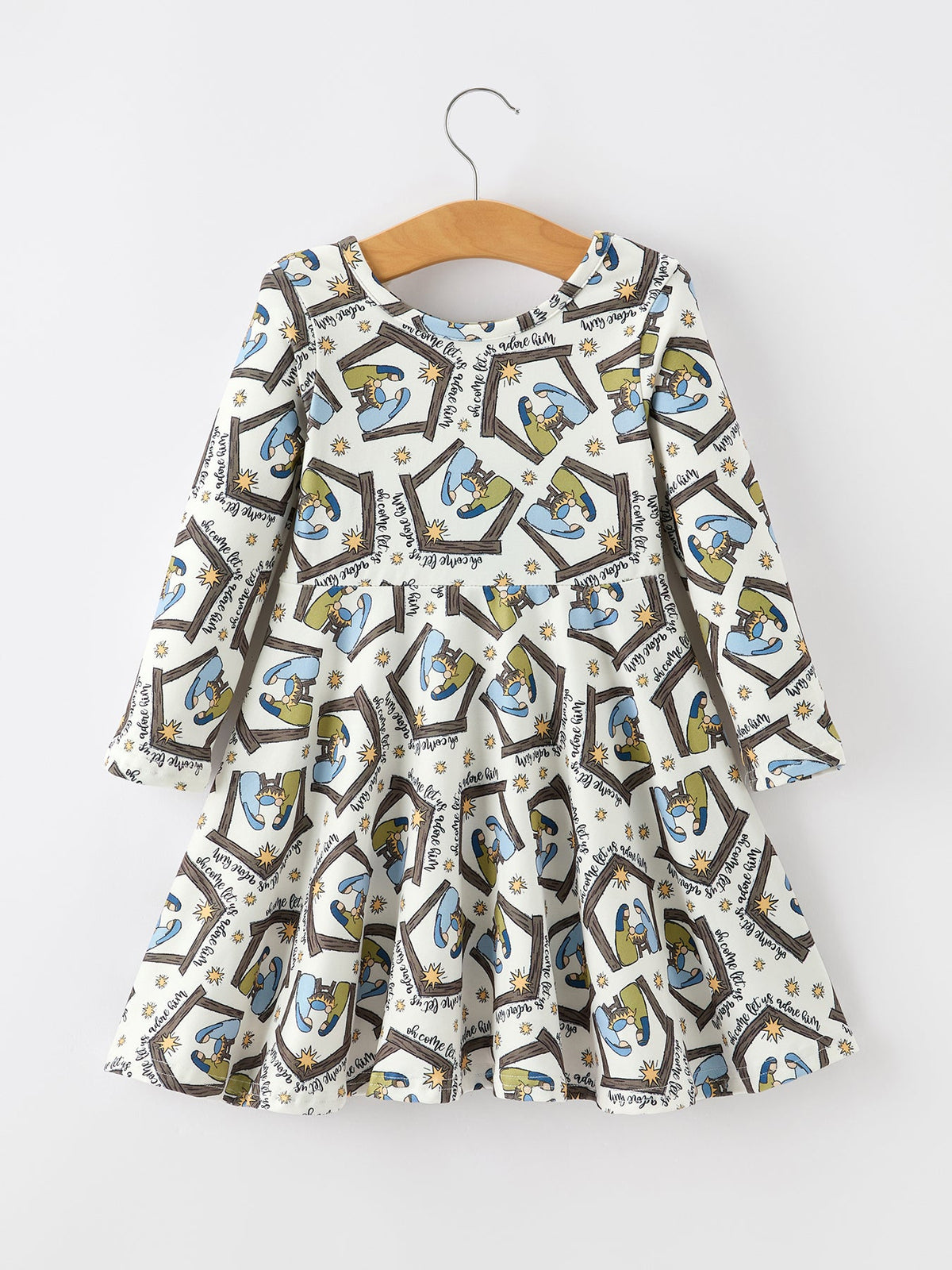 Rylee Faith Designs - Christmas Girls Nativity Scene Print Twirl Dress - alternate view 2