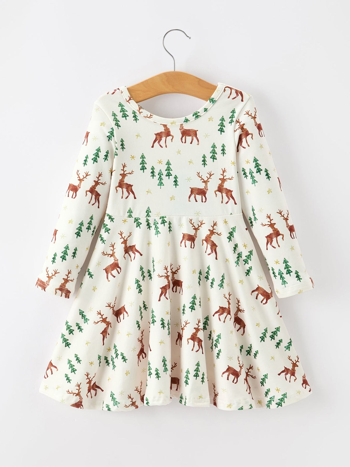 Rylee Faith Designs - Christmas Girls Deer & Pine Tree Holiday Twirl Dress - alternate view 2