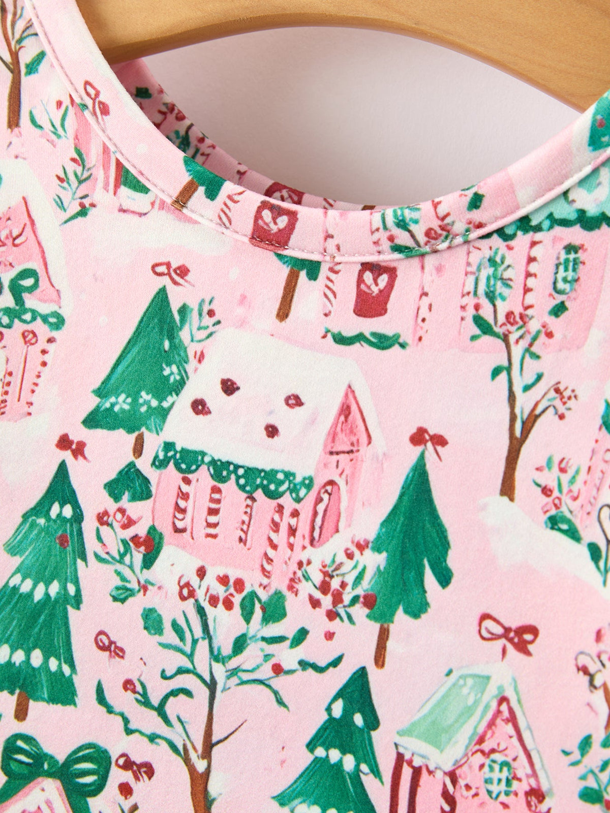 Rylee Faith Designs - Christmas Girls Pink Holiday Village Print Twirl Dress - alternate view 3