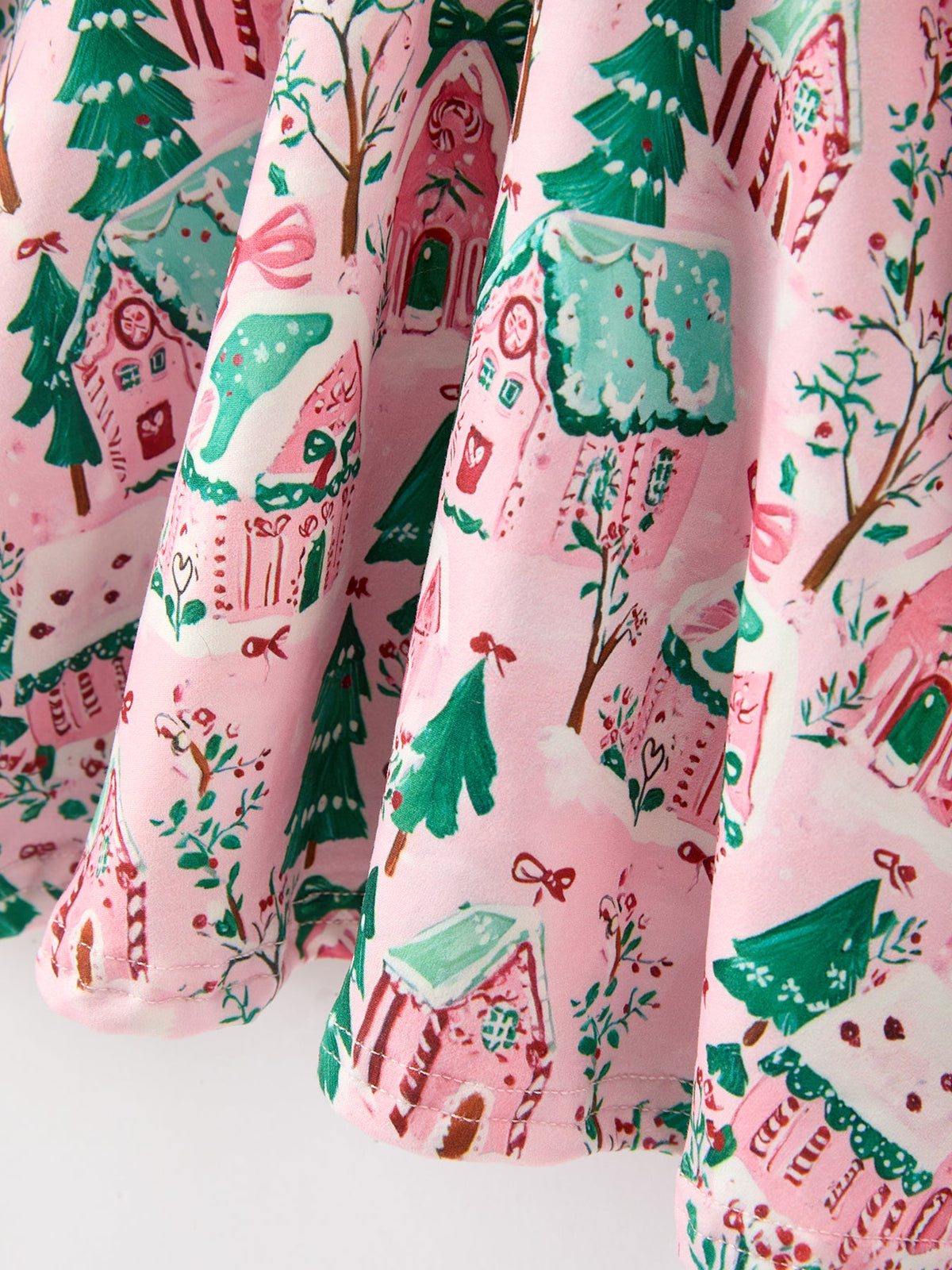 Rylee Faith Designs - Christmas Girls Pink Holiday Village Print Twirl Dress - alternate view 5
