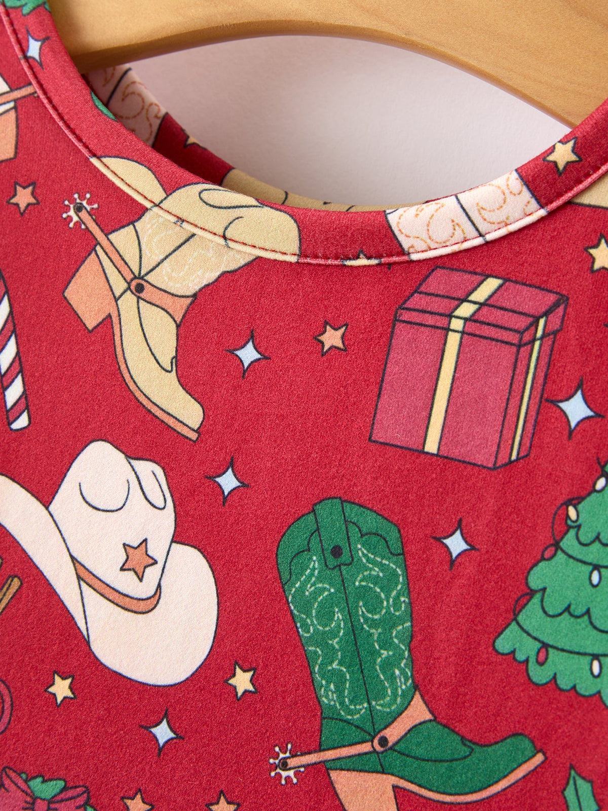 Rylee Faith Designs - Girls Christmas Wreaths Twirl Long Sleeve Festive Dress - alternate view 3