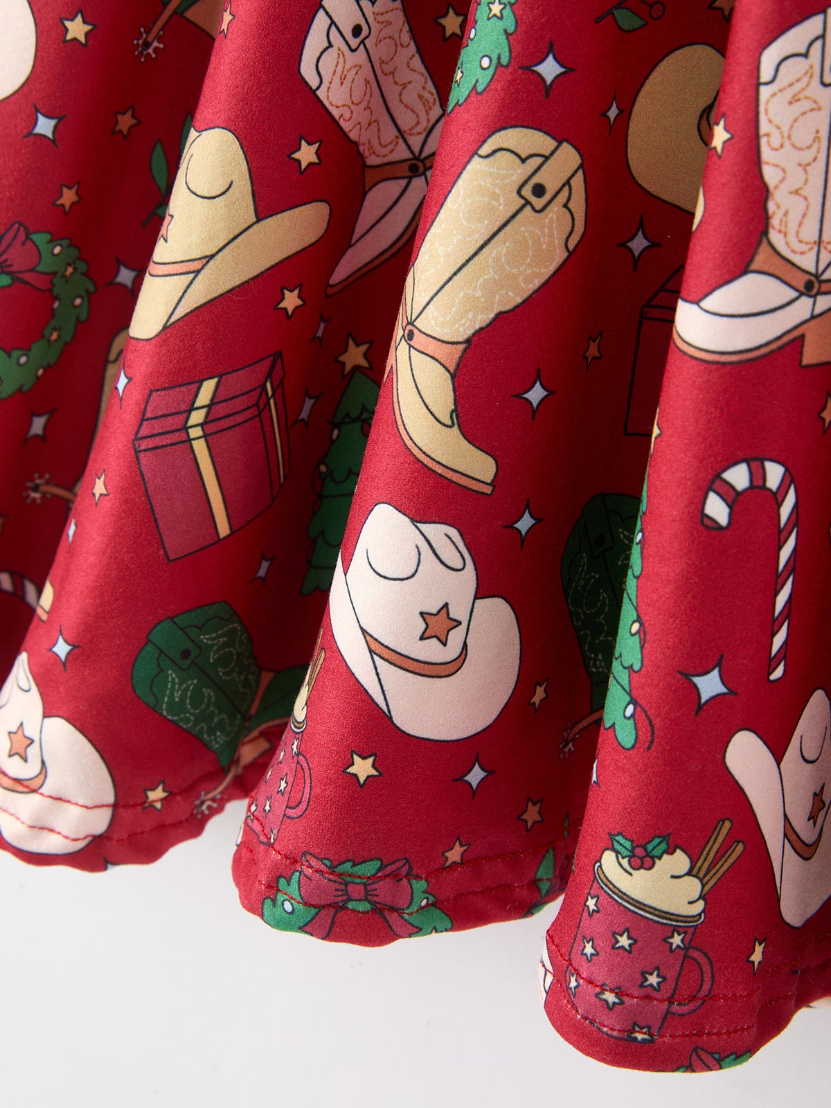 Rylee Faith Designs - Girls Christmas Wreaths Twirl Long Sleeve Festive Dress - alternate view 5