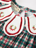 Rylee Faith Designs - Baby Girl Christmas Plaid Wreath Embroidery Bubble Romper - alternate view 3