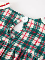 Rylee Faith Designs - Baby Girl Christmas Plaid Wreath Embroidery Bubble Romper - alternate view 4
