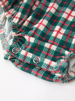 Rylee Faith Designs - Baby Girl Christmas Plaid Wreath Embroidery Bubble Romper - alternate view 5