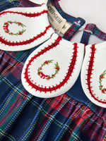 Rylee Faith Designs - Navy Red Christmas Plaid Wreath Baby Girl Bubble Romper - alternate view 7
