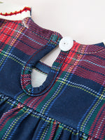 Rylee Faith Designs - Navy Red Christmas Plaid Wreath Baby Girl Bubble Romper - alternate view 9