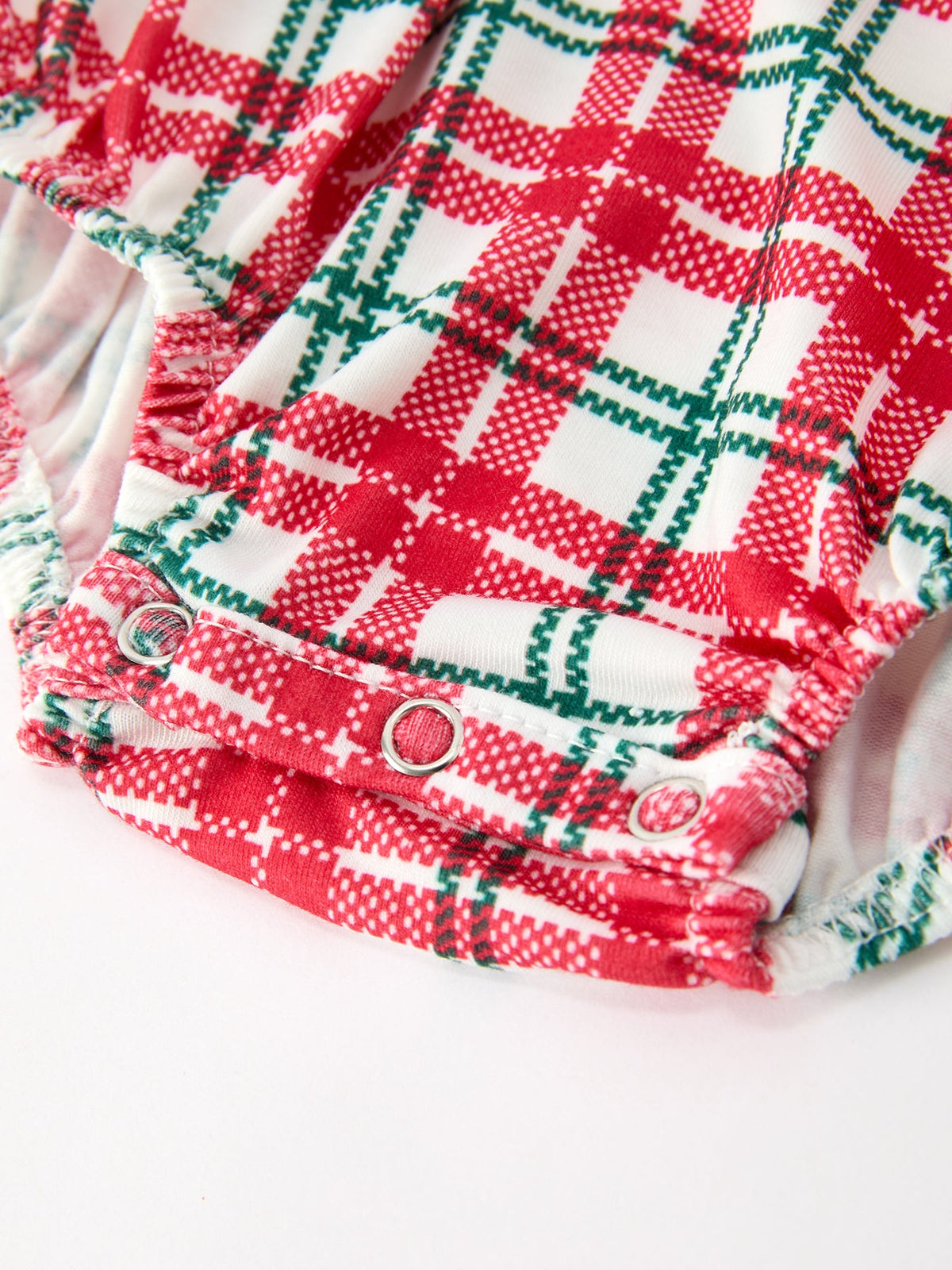 Rylee Faith Designs - Red Christmas Plaid Wreath Baby Girl Bubble Romper - alternate view 4