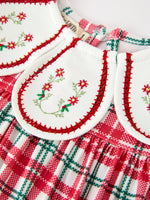 Rylee Faith Designs - Red Christmas Plaid Wreath Embroidered Girl Dress - alternate view 3