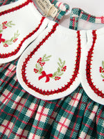 Rylee Faith Designs - Baby Girl Christmas Plaid Embroidered Dress Wreath Collar - alternate view 3