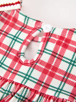 Rylee Faith Designs - Red Christmas Plaid Wreath Embroidered Girl Dress - alternate view 4