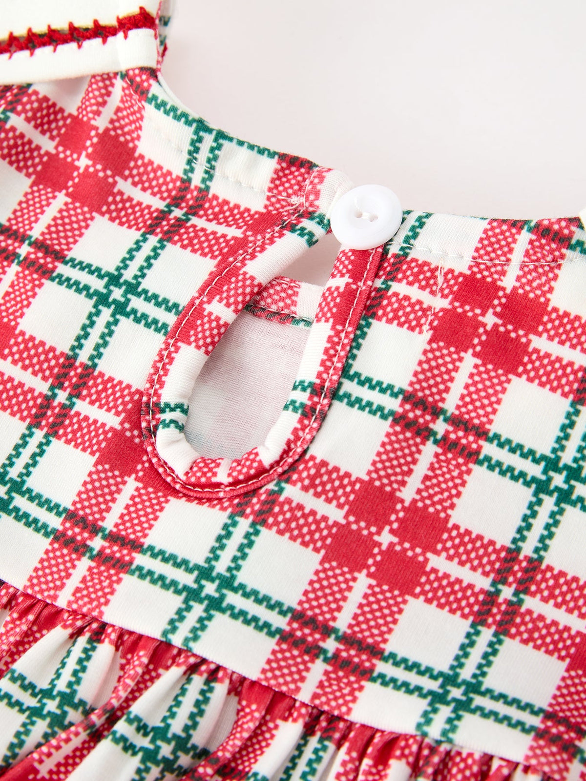 Rylee Faith Designs - Red Christmas Plaid Wreath Embroidered Girl Dress - alternate view 4