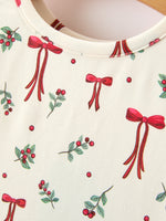 Rylee Faith Designs - Girls Christmas Bow & Berry Print Twirl Dress - alternate view 3