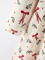 Rylee Faith Designs - Girls Christmas Bow & Berry Print Twirl Dress - alternate view 4