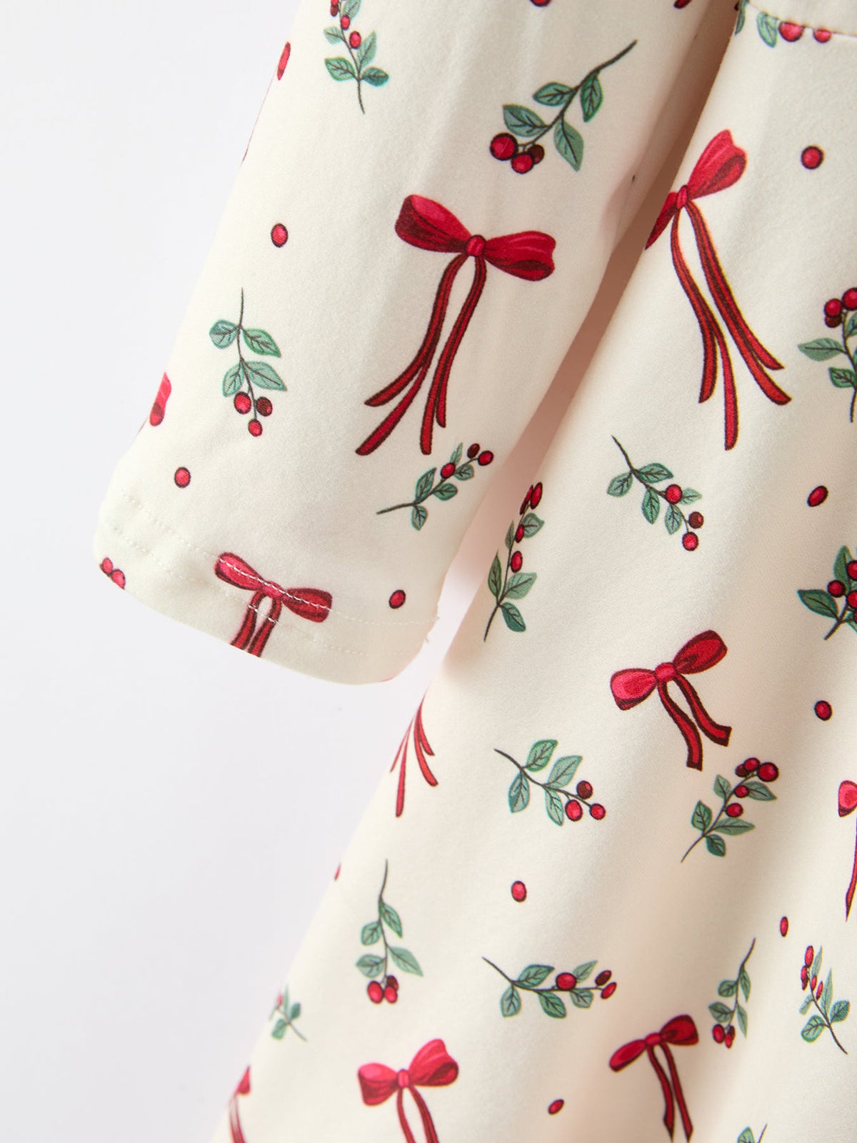 Rylee Faith Designs - Girls Christmas Bow & Berry Print Twirl Dress - alternate view 4