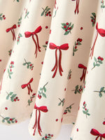 Rylee Faith Designs - Girls Christmas Bow & Berry Print Twirl Dress - alternate view 5