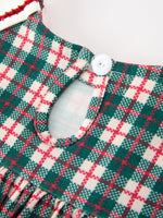 Rylee Faith Designs - Baby Girl Christmas Plaid Embroidered Dress Wreath Collar - alternate view 4