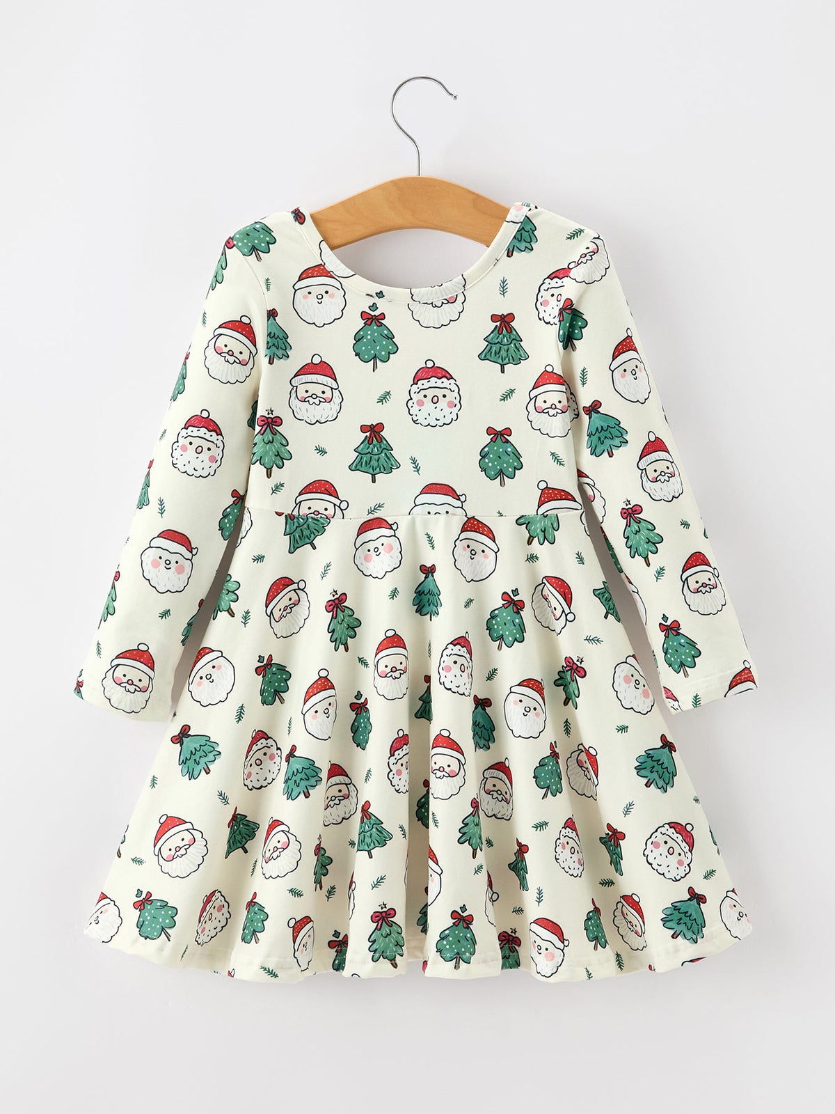 Rylee Faith Designs - Girls Santa & Christmas Tree Print Twirl Dress - alternate view 2