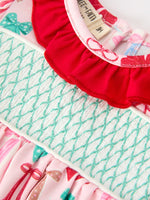 Rylee Faith Designs - Baby Girl Christmas Smocked Bubble Romper Bow Print - alternate view 3