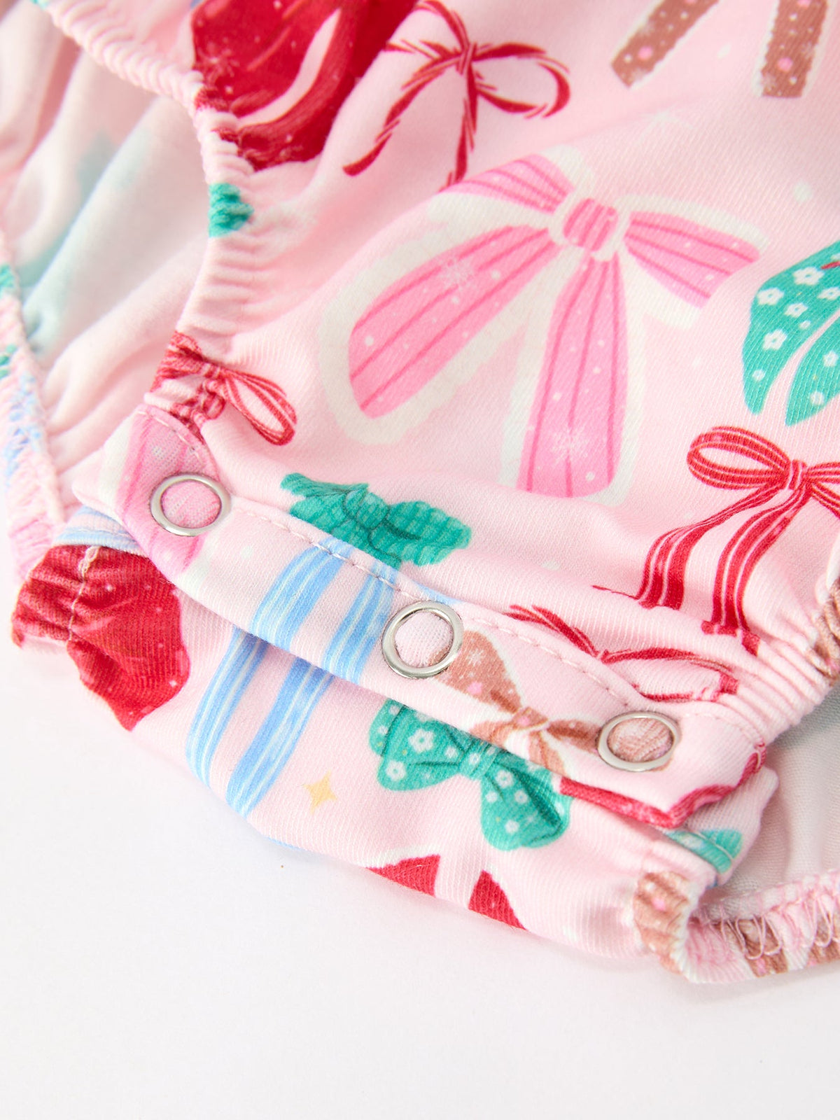 Rylee Faith Designs - Baby Girl Christmas Smocked Bubble Romper Bow Print - alternate view 4