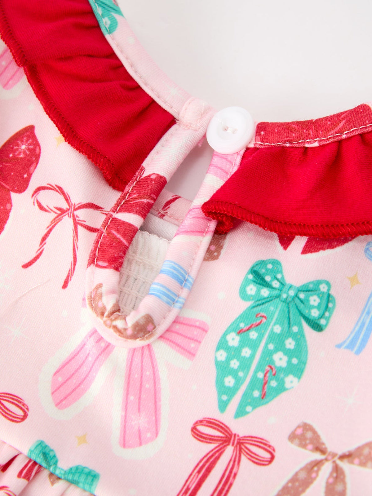 Rylee Faith Designs - Baby Girl Christmas Smocked Bubble Romper Bow Print - alternate view 5