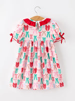 Rylee Faith Designs - Girl Christmas Smocked Dress Red Green Bow Holiday Party Dress - alternate view 2