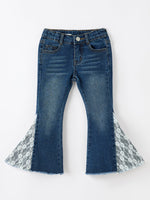 Rylee Faith Designs - Girls Denim Bell Bottom Pants Lace Flare Jeans