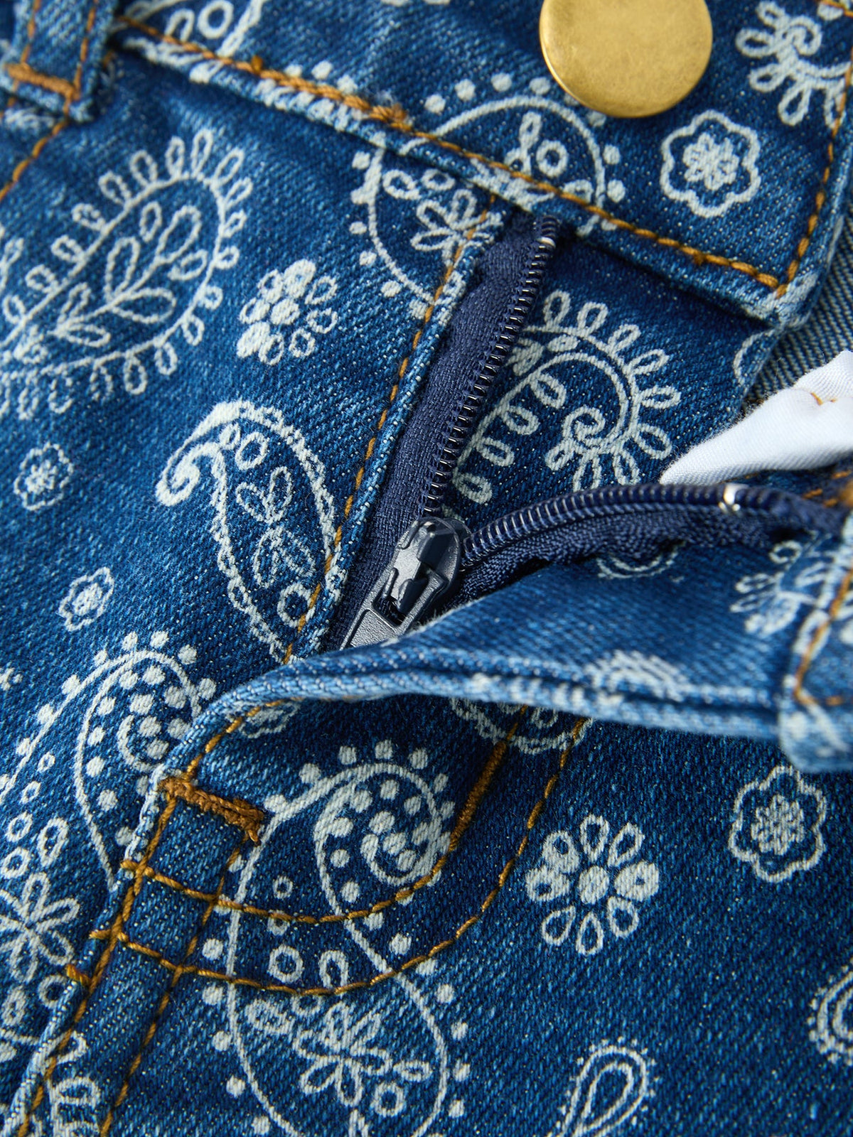 Rylee Faith Designs - Girls Denim Bell Bottom Pants Decorative Print Flare Jeans - alternate view 3