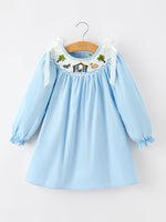 Rylee Faith Designs - Christmas Nativity Smocked Long Sleeve Girls Dress