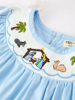 Rylee Faith Designs - Christmas Nativity Smocked Long Sleeve Girls Dress - alternate view 3